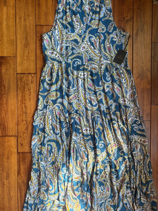 CeCe Dresses & Skirts - CeCe Teal Paisley Maxi Dress with Gold and Pink Accents
